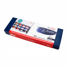 Набір акварельних фарб CLASSIC, 21*2,5мл, кювета, бірюза метал. пенал, ROSA Gallery, 3403321