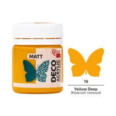 Акрил для декору, Жовтий темний, мат, 20 мл, ROSA Talent, 20019