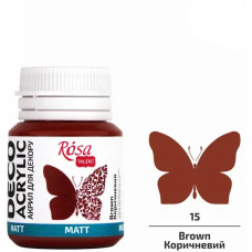 Акрил для декору, Коричневий, мат, 20 мл, ROSA Talent, 20015