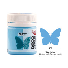 Акрил для декору, Небесно-блакитний, мат, 20 мл, ROSA Talent, 20034