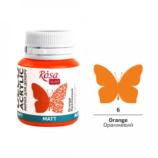Акрил для декору, Оранжевий, мат, 20 мл, ROSA Talent, 20006