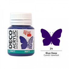 Акрил для декору, Синій темний, мат, 20 мл, ROSA Talent, 20024