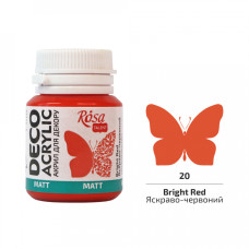 Акрил для декору, Яскраво-червоний, мат, 20 мл, ROSA Talent, 20020
