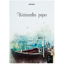 Папір для акварелі А4, 10 арк, 200г/м2, Kite, K23-267