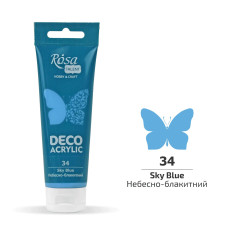 Акрил для декору, Небесно-блакитний, мат, 75 мл, ROSA Talent, 322234