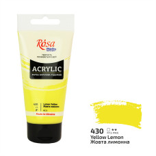Фарба акрилова, Жовта лимонна, 75 мл, ROSA Studio, 32241430