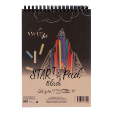 Альбом для рисунку на спіралі STAR T, А5, 120г/м2, 20л, чорний папір, SMILTAINIS, 5PS-20/BLACK/T