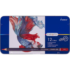 Набір кольорових олівців Chroma, 12 кол, метал. пенал, Marco, 8010-12TN