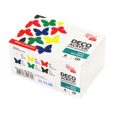 Набір акрилових фарб для декору, мат, 6 кол*20мл, ROSA Talent, 90747127