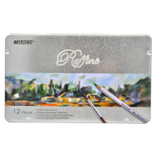 Набір акварельних олівців Raffine, 12 кол, метал. пенал, Marco, 7120-12TN