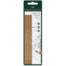 Набір вугільних олівців, 3шт різної твердості, Faber-Castell, 119999