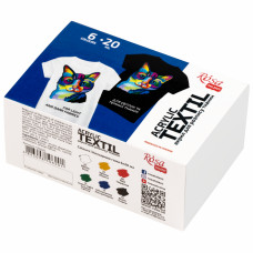 Набір акр.фарб для розпису тканин, 6кол*20мл, ROSA Talent, 134620