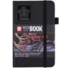 Блокнот Sakura Sketch, 9*14см, 140 г/м2, 80 л, чорний папір, Sakura, 94141001