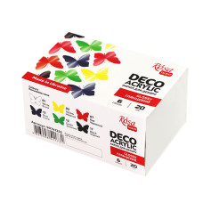 Набір акрилових фарб для декору, глянц, 6 кол*20мл, ROSA Talent, 90747255