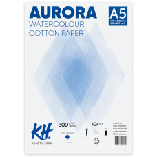 Склейка для акварелі Watercolour, А5, 300г/м2, 10 л, 100% бавовна, сер. зерно, Aurora, 244004500