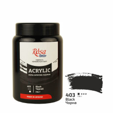 Фарба акрилова, Чорна, 400 мл, ROSA Studio, 322419403