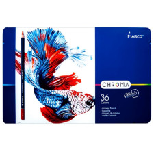 Набір кольорових олівців Chroma, 36 кол, метал. пенал, Marco, 8010-36TN