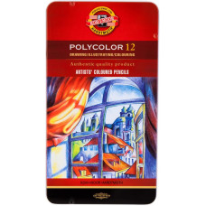 Набір кольорових олівців POLYCOLOR, 12 кол, метал.уп., Koh-i-Noor, 3822012002PL