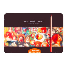 Набір кольорових олівців FineArt, 48 кол, кедр, метал. пенал, Marco, FineArt-48TN