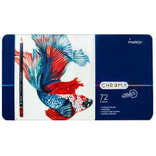 Набір кольорових олівців Chroma, 72 кол, метал. пенал, Marco, 8010-72TN