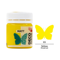 Акрил для декору, Жовтий, мат, 20 мл, ROSA Talent 20003