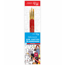 Набір пензлів, синтетика, 3шт, круг (№1,4), плос (№ 4), к.р., ROSA START, N00035-1