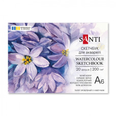 Склейка для акварелі, A6, 20 арк, 200г/м2, Santi, 743289