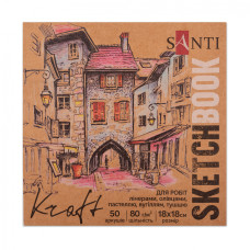 Склейка для графіки, з крафт папером, 18х18см, 50 арк, 80г/м2, Santi,  743248