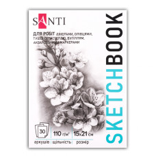 Склейка для графіки Flowers, A5, 30 арк, 110г/м2, Santi, 743196