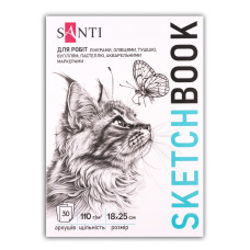 Склейка для графіки Animals, 18x25см, 30 арк, 110г/м2, Santi, 743201