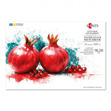 Склейка для акварелі, 18х26см, 12 арк, 200г/м2, Santi,  743296