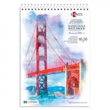 Альбом для акварелі на спіралі, 18х26см, 12 арк, 200г/м2, Santi,  743297