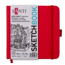 Блокнот для графіки, 15х15см, 80 арк, 110г/м2, червоний, Santi,  743192