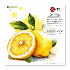 Склейка для акварелі, 21х21см, 15 арк, 200г/м2, Santi, 743292
