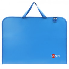 Папка-портфель А3, для паперу, з тканин. ручками, синя, пластик, Santi, 492283