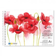 Скетчбук для акварелі, А5, 20 арк, пружина, 200г/м2, Santi, 743295