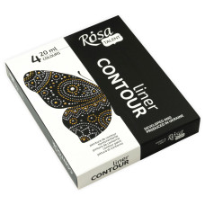 Набір контурів універсальних, класичні кольори та металіки, 4*20 мл, ROSA Talent, 136001