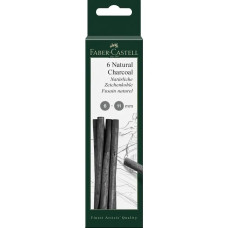 Вугілля натуральне Pitt natural charcoal stick, товщ. 6-11 мм (6 шт), Faber-Castell, 129398