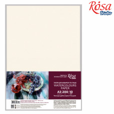 Папір для акварелі А3, пакет, 200г/м2, 10л, дрібн зерно, ROSA Studio, 16921004
