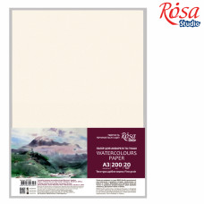 Папір для акварелі А3, пакет, 200г/м2, 20л, дрібн зерно, ROSA Studio, 16921005