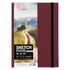 Блокнот для ескізів A5, 100г/м2, 96арк, бордо, ROSA Studio, 16R5016