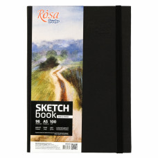 Блокнот для ескізів A5, 100г/м2, 96арк, чорний, ROSA Studio, 16R5015