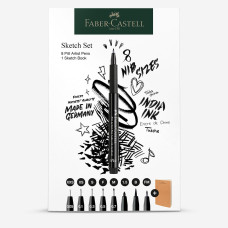 Набір капілярних ручок PITT Artist Pens (8 шт + скетчбук А5), Faber-Castell, 267102
