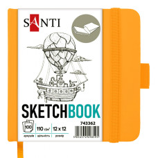 Блокнот для графіки, 12х12см, 100 арк, 110г/м2, жовтий, Santi, 743362