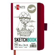 Блокнот для графіки, 10х15см, 100 арк, 110г/м2, сливовий, Santi, 743359