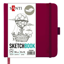 Блокнот для графіки, 15х15см, 80 арк, 110г/м2, сливовий, Santi,  743365