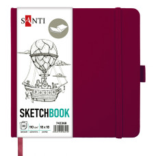 Блокнот для графіки, 18х18см, 80 арк, 110г/м2, сливовий, Santi,  743368