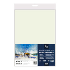 Папір для акварелі А4, пакет, 220г/м2, 10л, серед зерно, ROSA Studio, 16931008