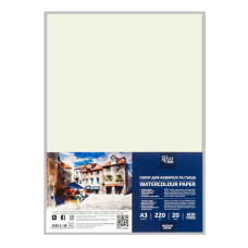 Папір для акварелі А3, пакет, 220г/м2, 20л, серед зерно, ROSA Studio, 16931005 Папір для акварелі А3, пакет, 220г/м2, 20л, серед зерно, ROSA Studio, 16931005