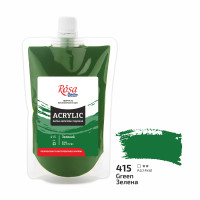 Фарба акрилова, Зелена, 200 мл, ROSA Studio, 323200415 Фарба акрилова, Зелена, 200 мл, ROSA Studio, 323200415
